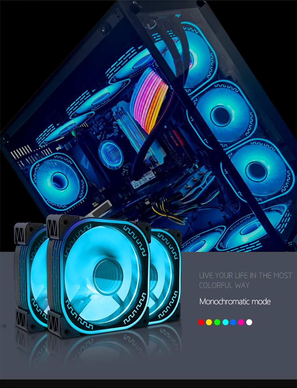 TrueNort Pc Case Fan 120mm RGB 6Pin 12V 3W White, Single Fan TrueNort Pc Case Fan 120mm RGB 6Pin 12V 3W White, Single Fan